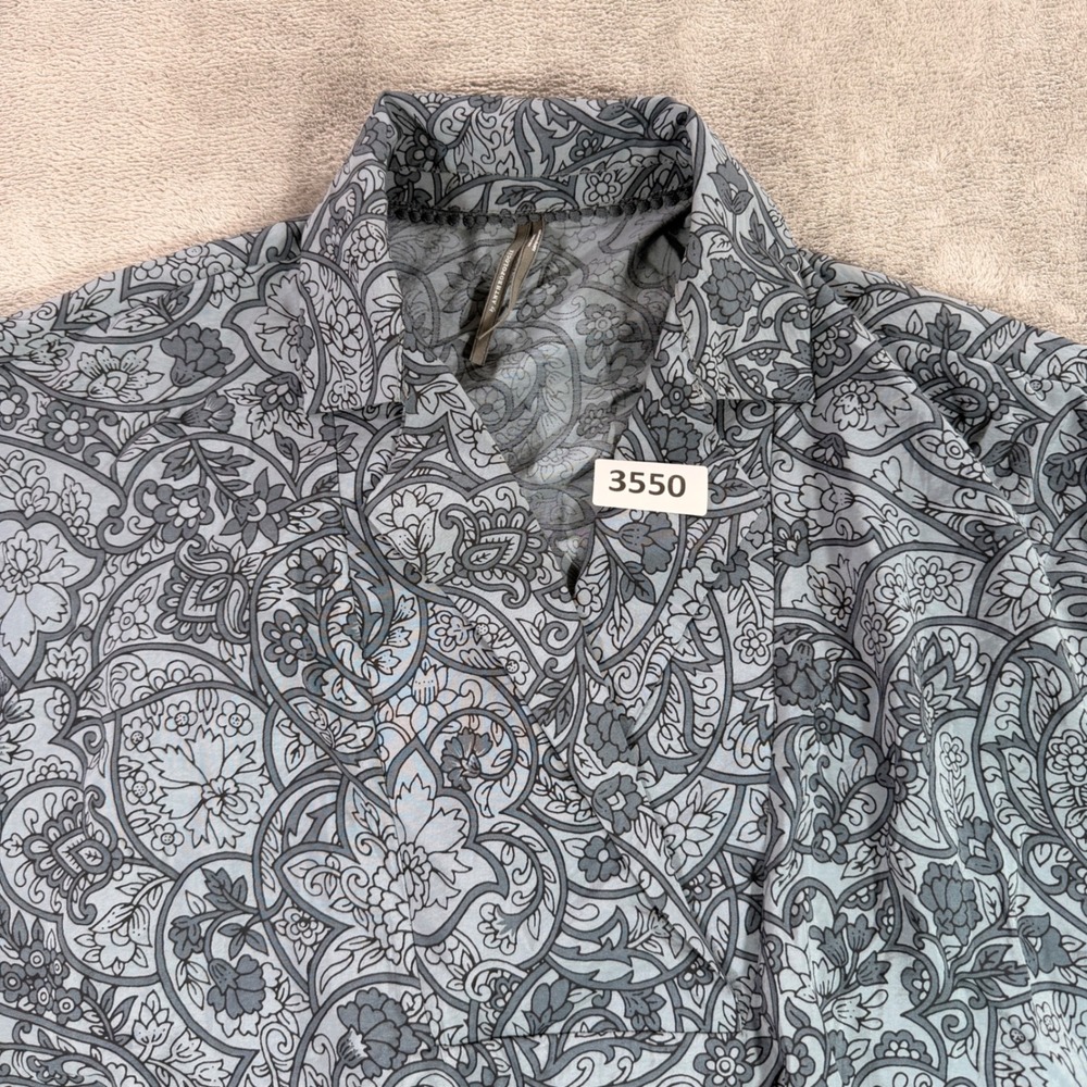 Anthropologie Top Women Small Blue Paisley Floral Cropped Wrap Front Blouse